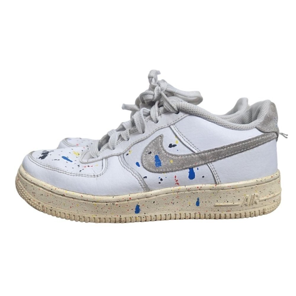 Nike Air Force 1 LV8 3 GS White Paint Splatter DJ2598-100 Shoes Size Youth 5Y